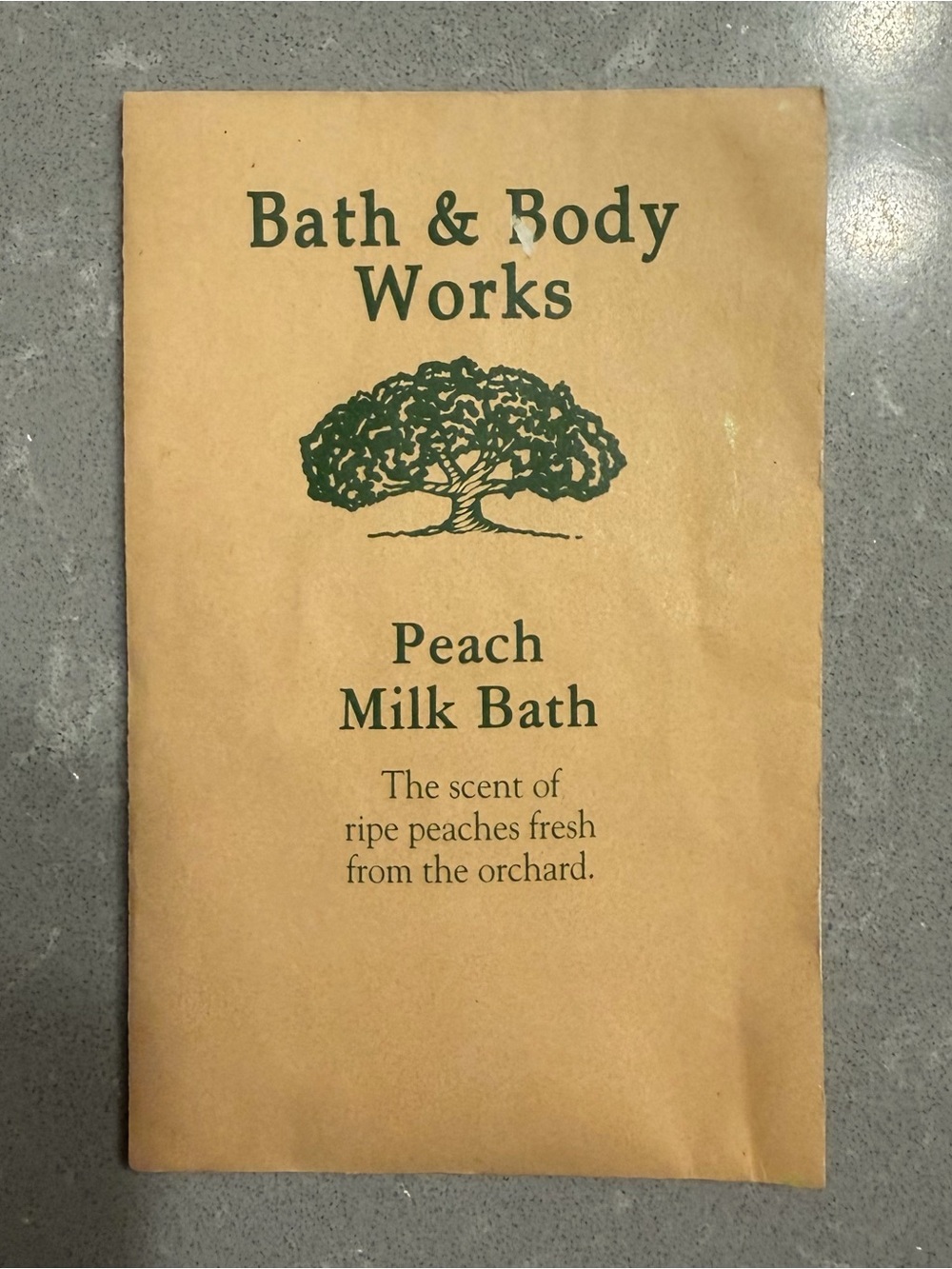 VTG 90s Bath & Body Works Peach Milk Bath Sample Packet Original Barrel Logo